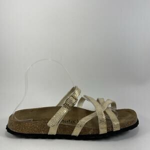 Birkenstock Betula Strappy Sandals Womens Size 39 US 8 Gold Shimmer Slides